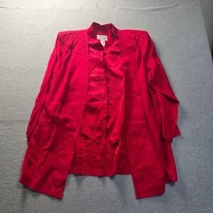 2‎ Piece Satin Jacket Top Set Womens XL Red Embroidered Formal D.J. Summers